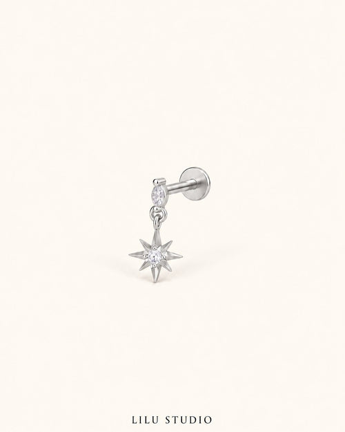 Piercing ørering flatback stjerne guldbelagt — Ani – sølvfarvet, packshot