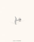 Piercing ørering flatback push pin bølge — Ava – sølvfarvet, packshot