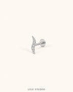 Piercing ørering flatback push pin bølge — Ava – sølvfarvet, packshot