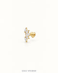 Piercing ørering marquise med zirkoner G23 titanium — Ayda – forgyldt, packshot
