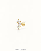 Piercing ørering marquise med zirkoner G23 titanium — Ayda
