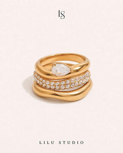 Ringsæt 3 stacking ringe forgyldte — Vesper