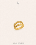 Ring dobbelt hamret molten forgyldt – Cleo Double