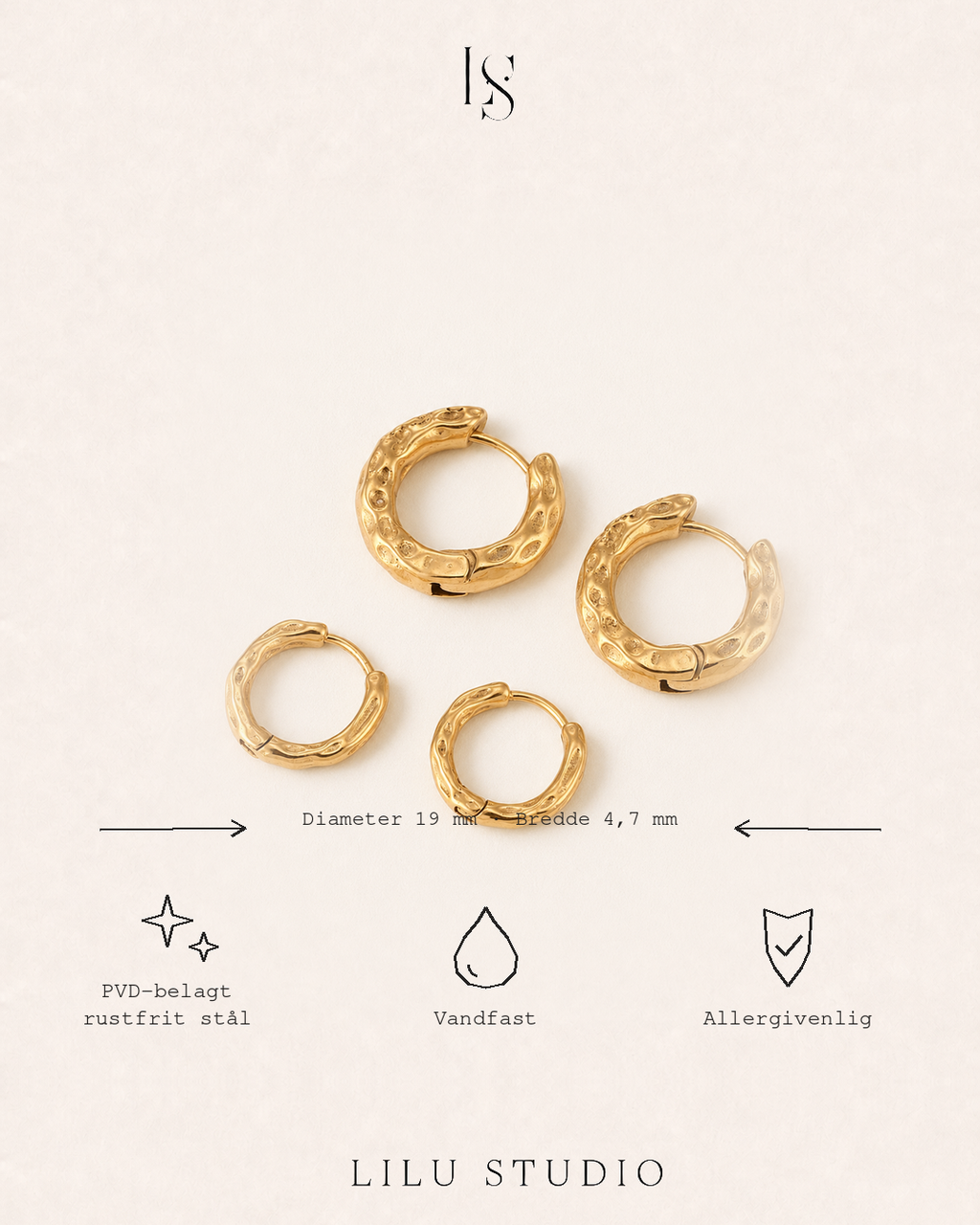 Øreringe hoops hamret molten – Cleo