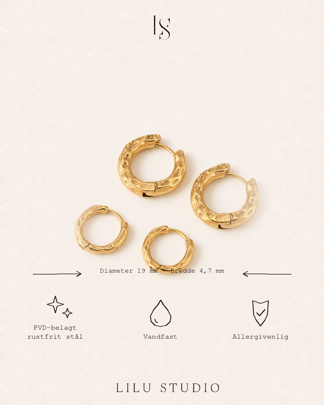Øreringe hoops hamret molten – Cleo