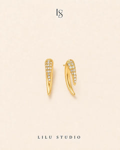 Øreringe ear jackets med zirkon forgyldt — Alice