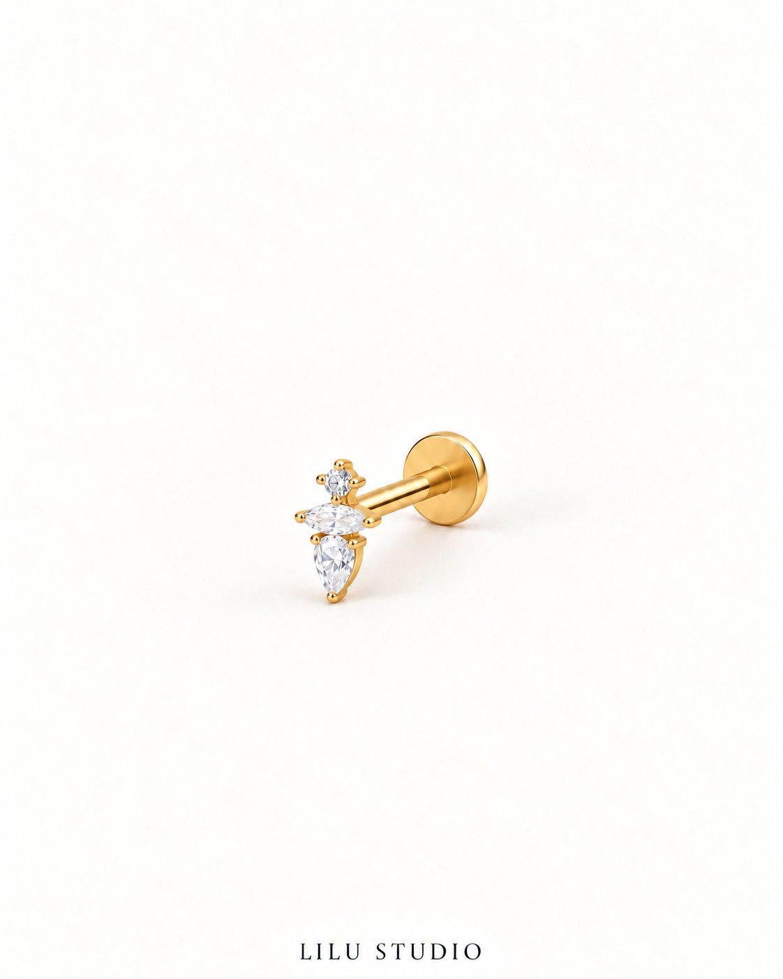 Piercing ørering flatback guldbelagt — Evy – forgyldt, packshot