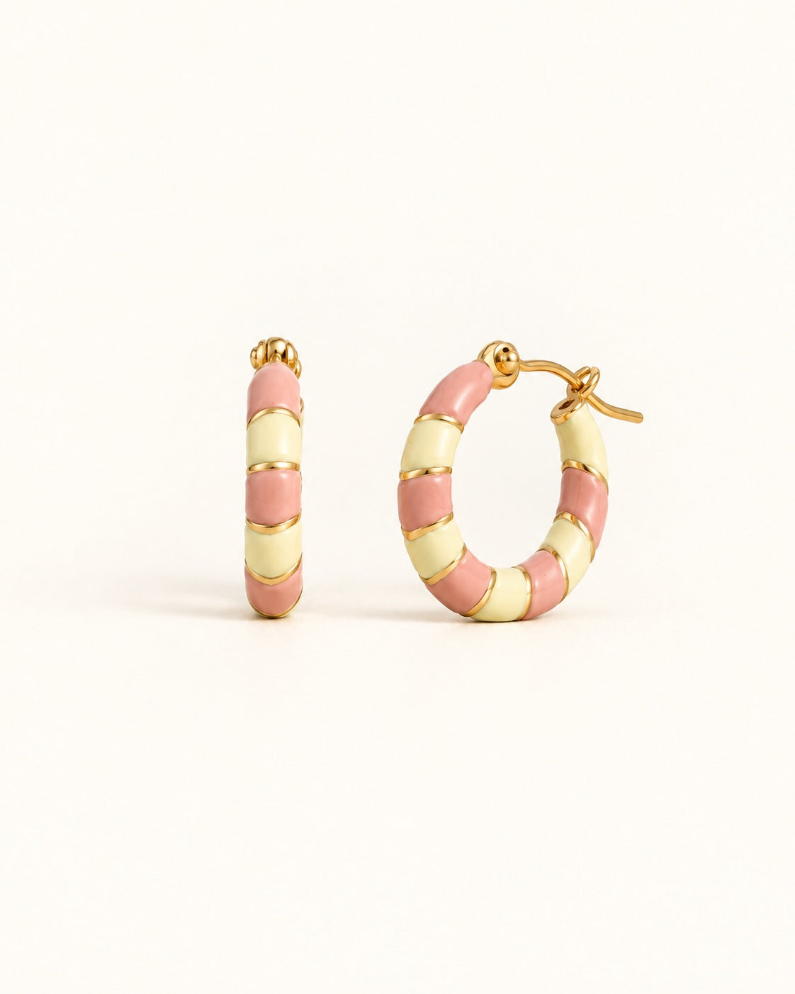 Frida farverige enamel hoops – pink og gul