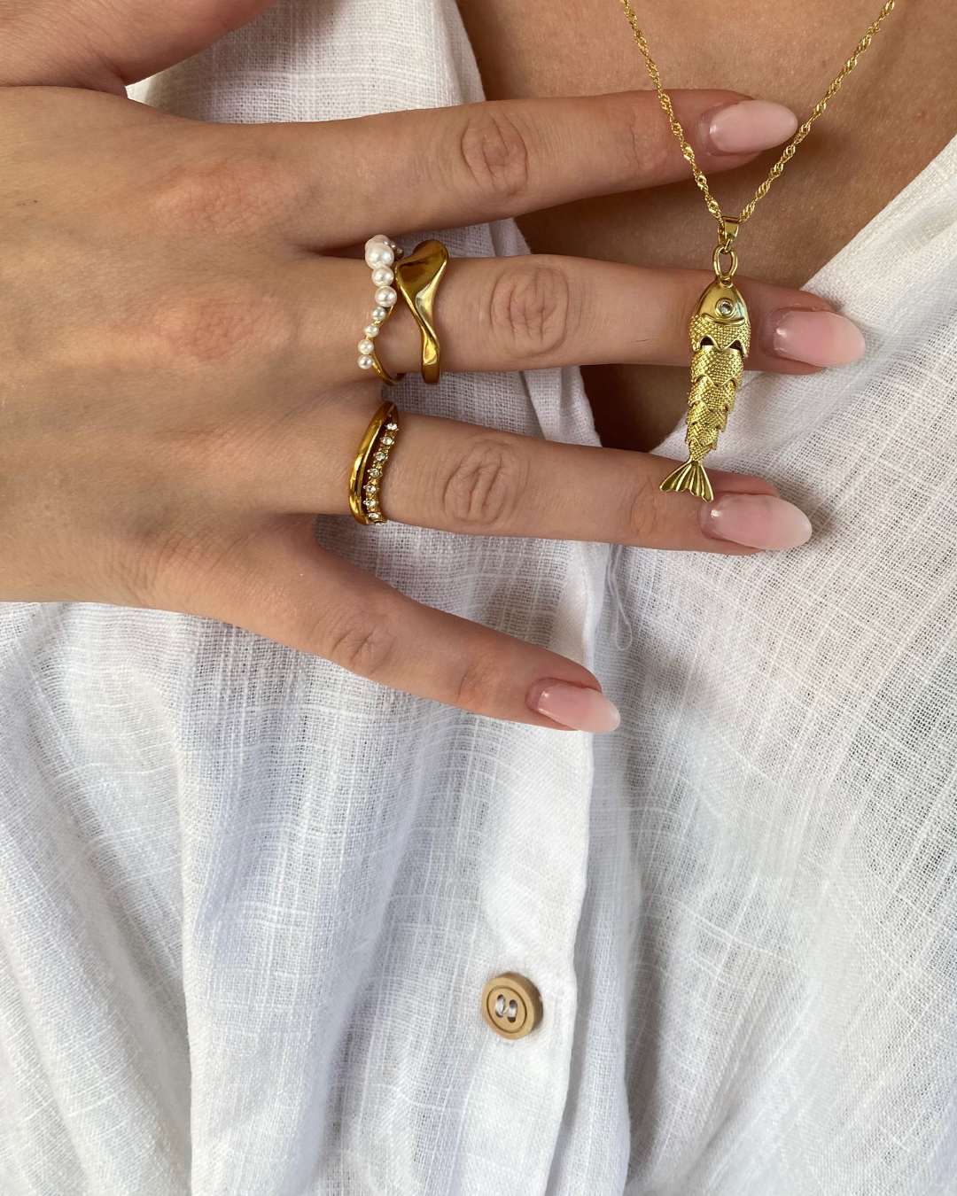 Soft velvet guldbelagt ring med bølger