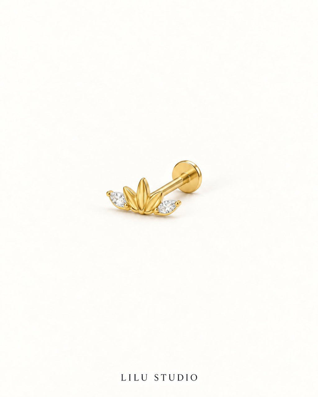 Piercing ørering flatback helix lotus G23 titanium — Iris – forgyldt, packshot