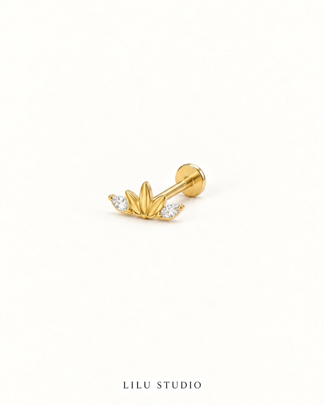 Piercing ørering flatback helix lotus G23 titanium — Iris – forgyldt, packshot