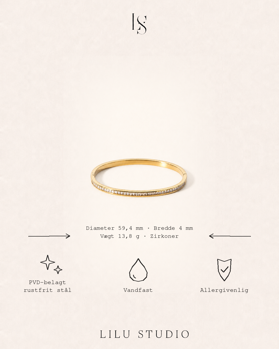 Bangle armbånd med zirkoner – Juno
