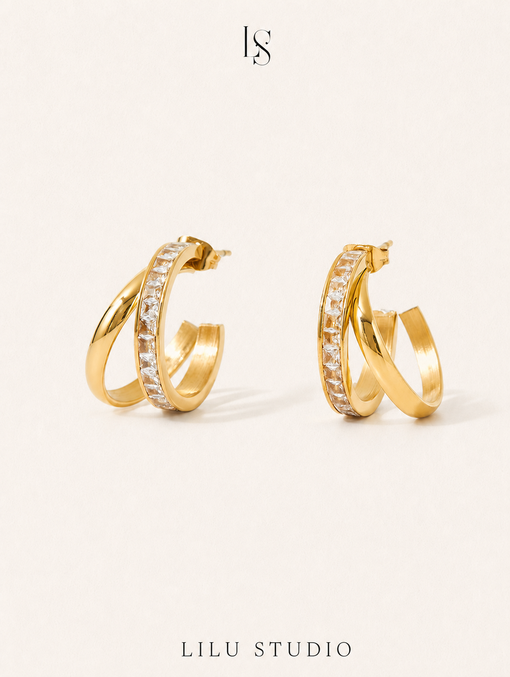 Øreringe hoops triple med zirkoner – Juno