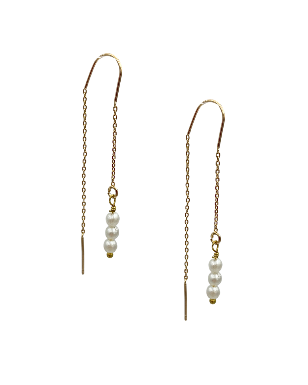 Liva kædeørering med hvide perler