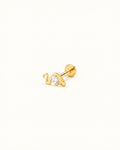 Kobra slangepiercing med zirkon og flat back