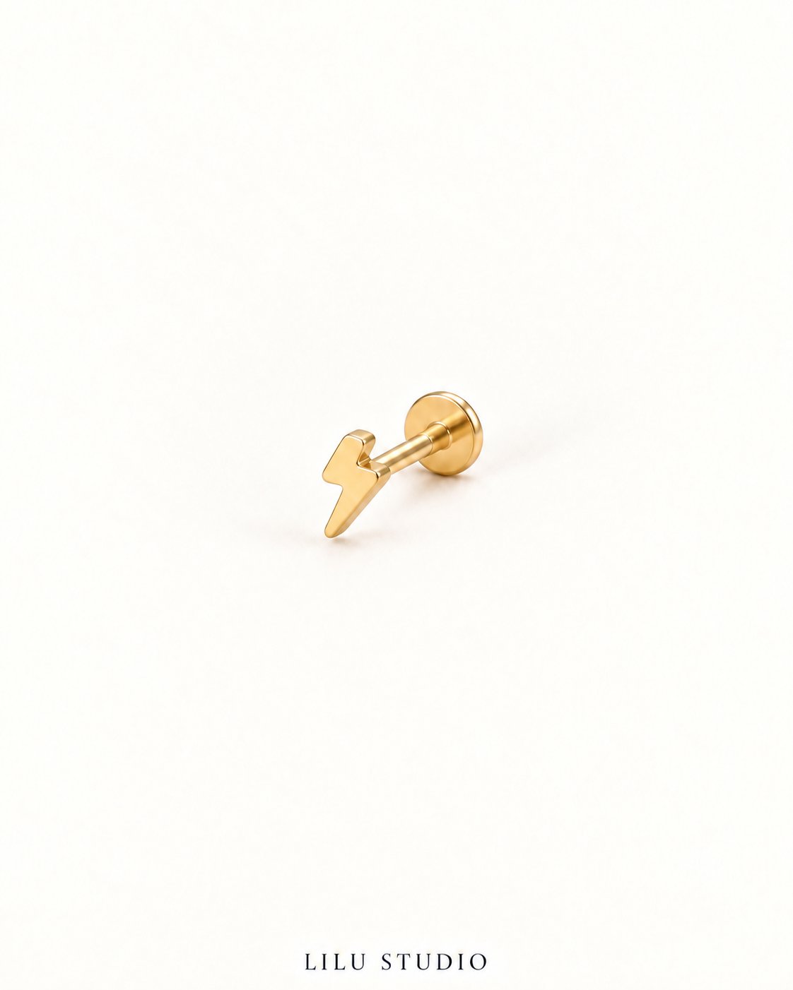 Piercing ørering lyn med flad lås G23 titanium — Lyn – forgyldt, packshot