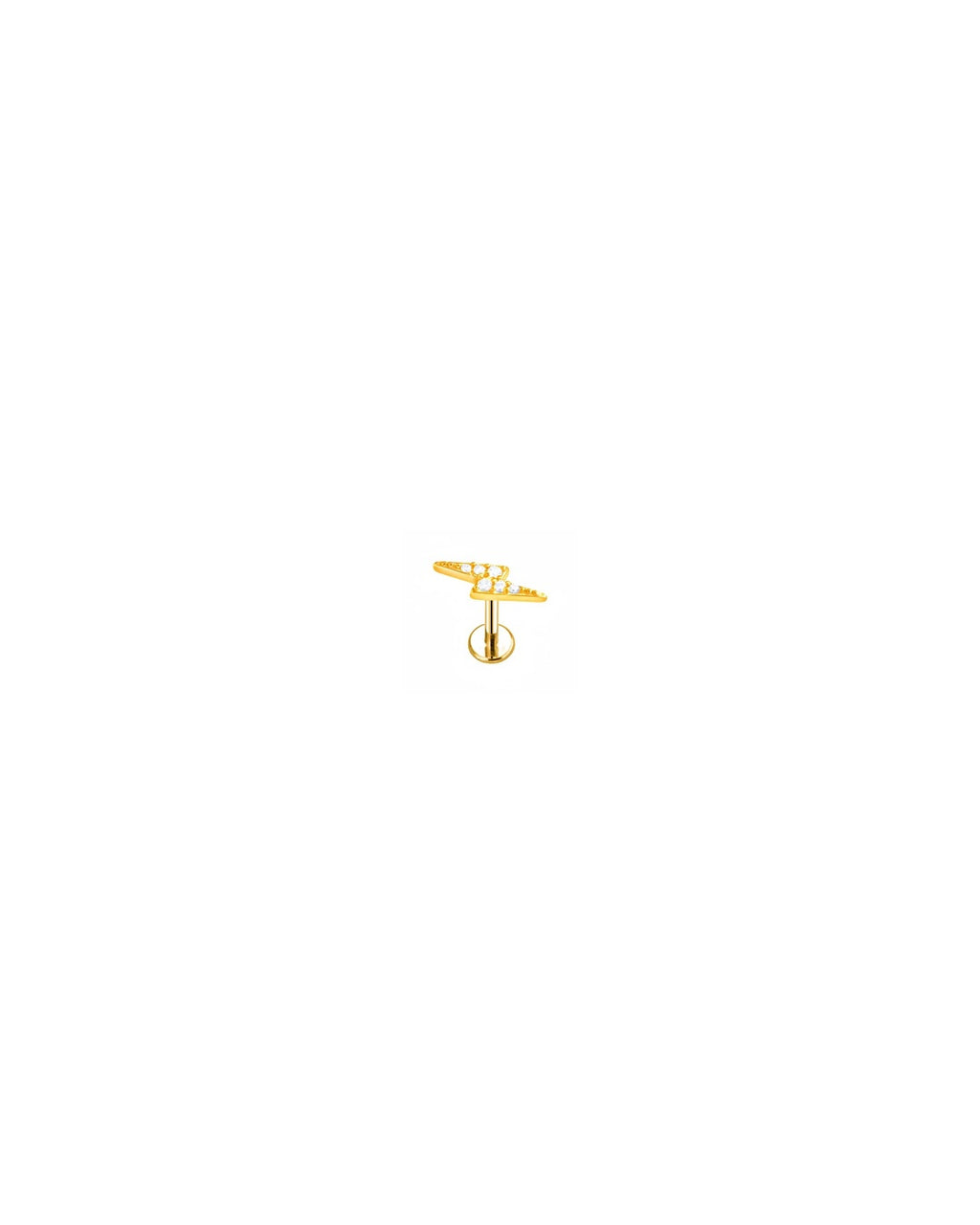 Lyra lynpiercing med flat back i guld G23 titanium — detalje