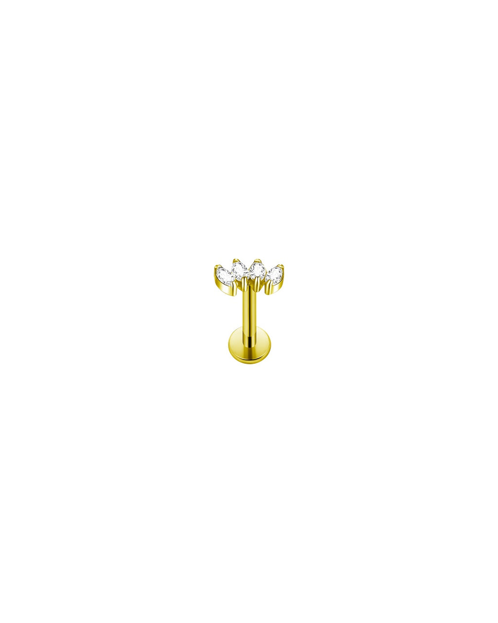 Nova ananaspiercing med flat back i guld G23 titanium