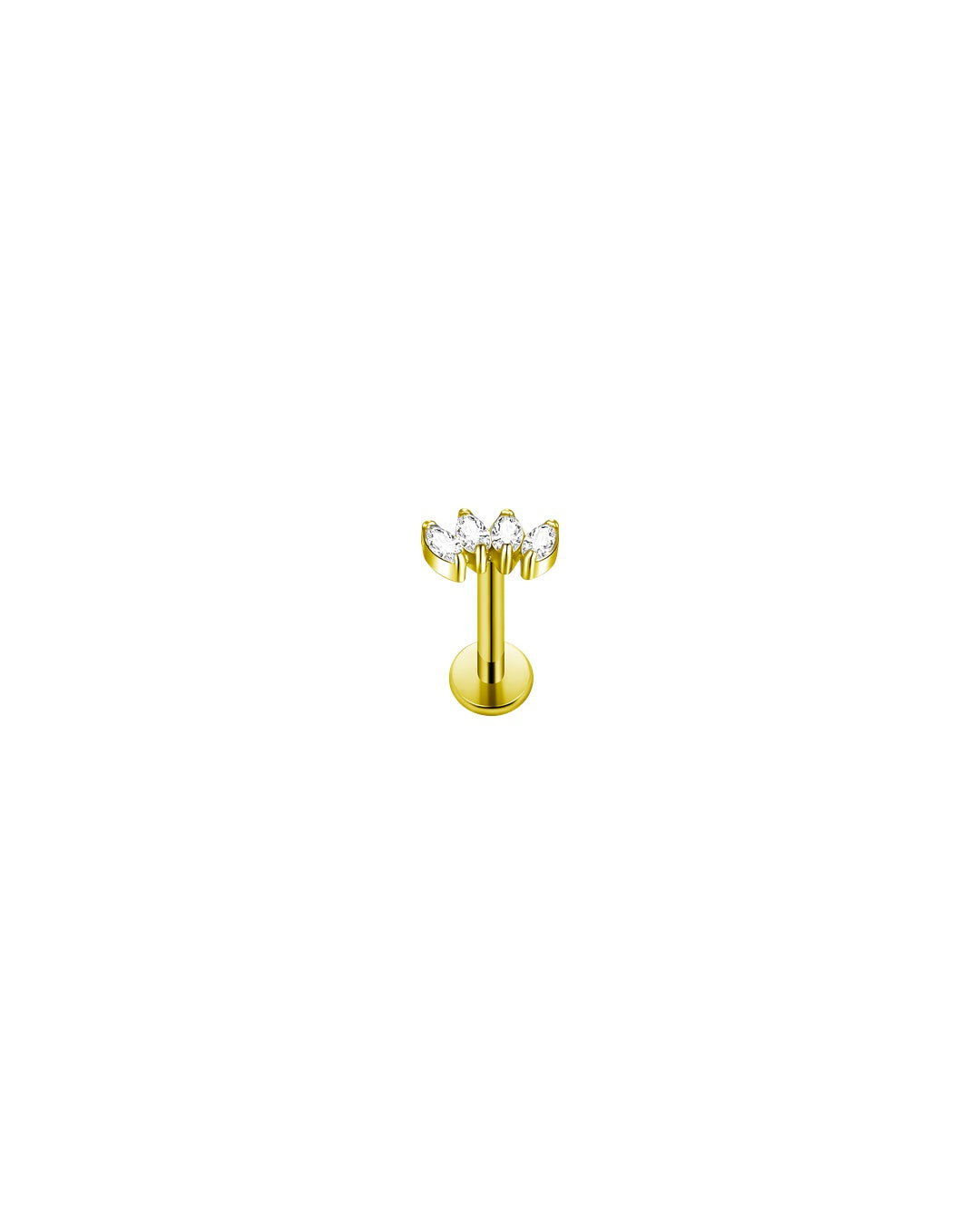 Nova ananaspiercing med flat back i guld G23 titanium