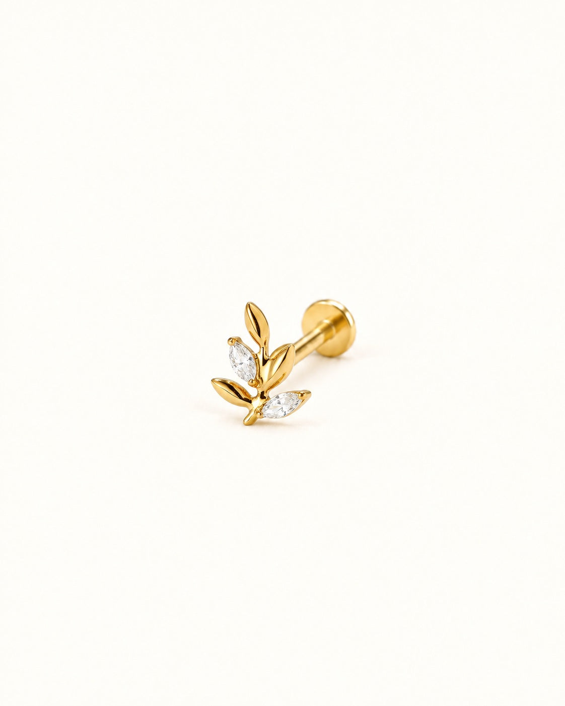 Nyx Duo bladpiercing med zirkoner og flat back