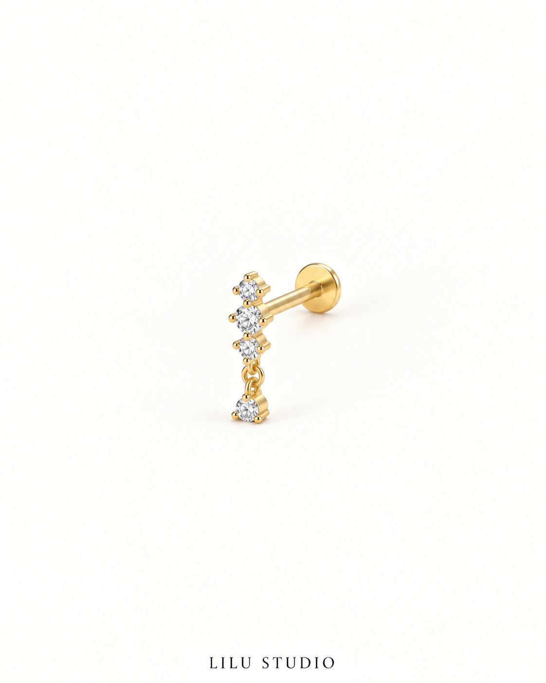 Piercing guldbelagt ørering flatback - Drop One – forgyldt, packshot