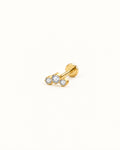 Orion piercing med tre runde zirkoner og flat back