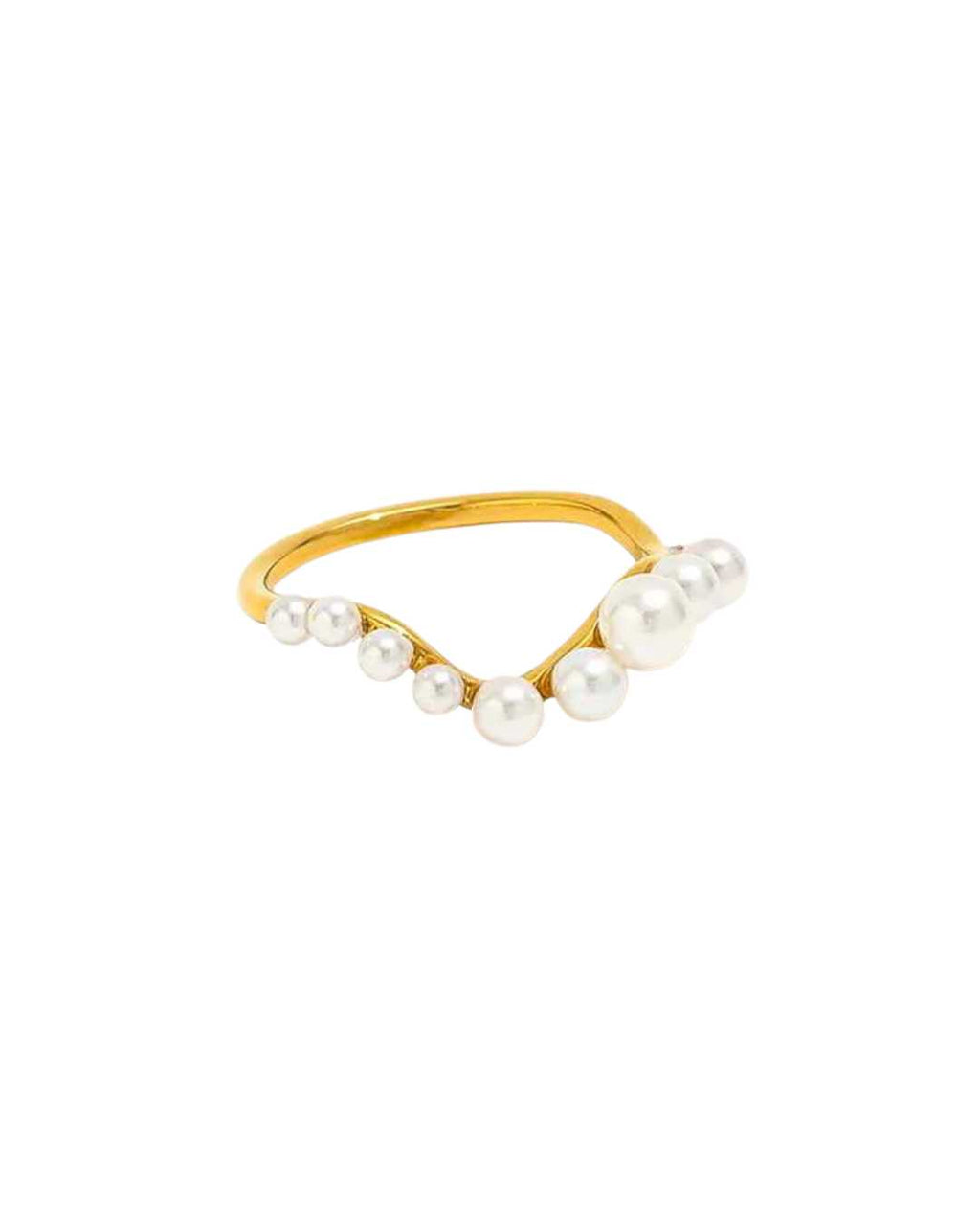 Elinor Ring guldbelagt ring med ferskvandsperler – Lilu Studio