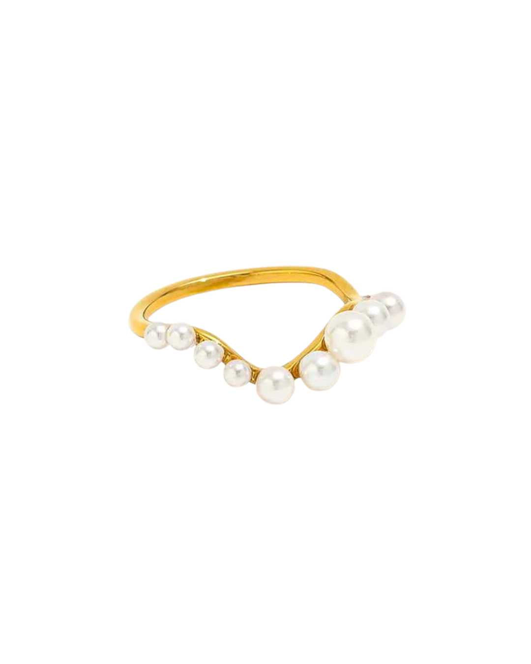 Elinor Ring guldbelagt ring med ferskvandsperler – Lilu Studio