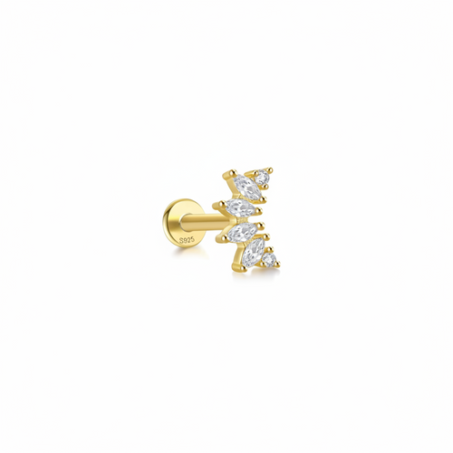 Stjerne buet guldbelagt piercing ørering med flatback – Lilu Studio