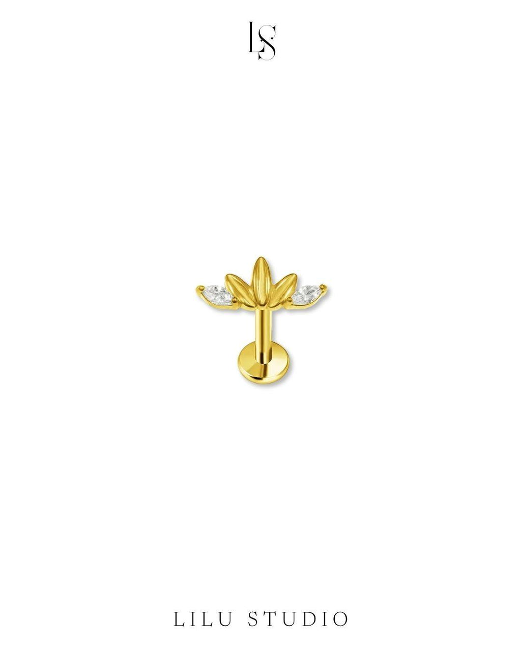 push pin piercing ørering med flad lås