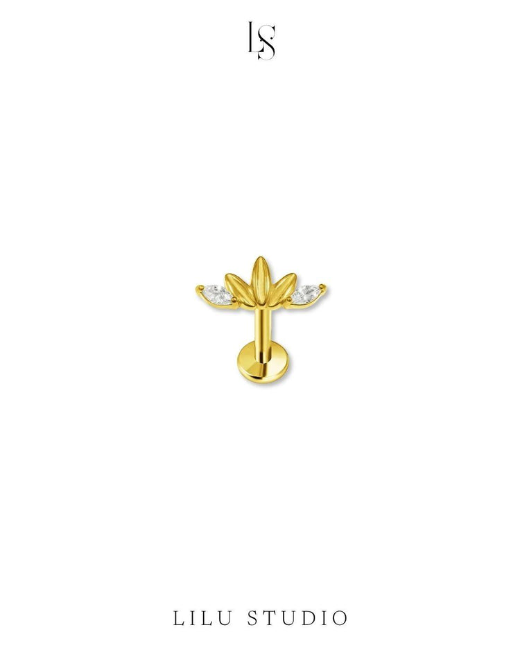 push pin piercing ørering med flad lås