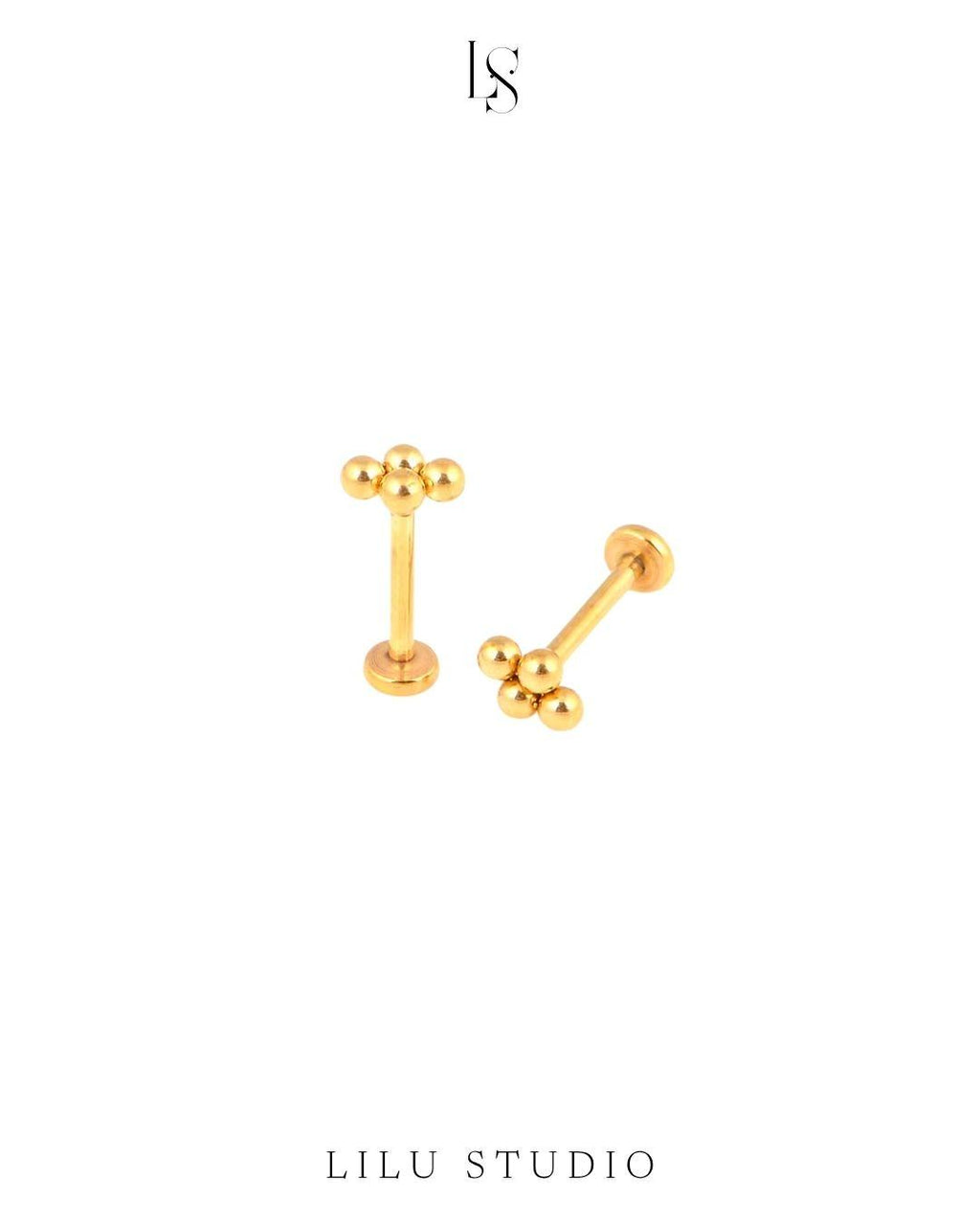 push pin piercing ørering med flad lås