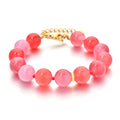 Armbånd med runde natursten i rosa — Rio