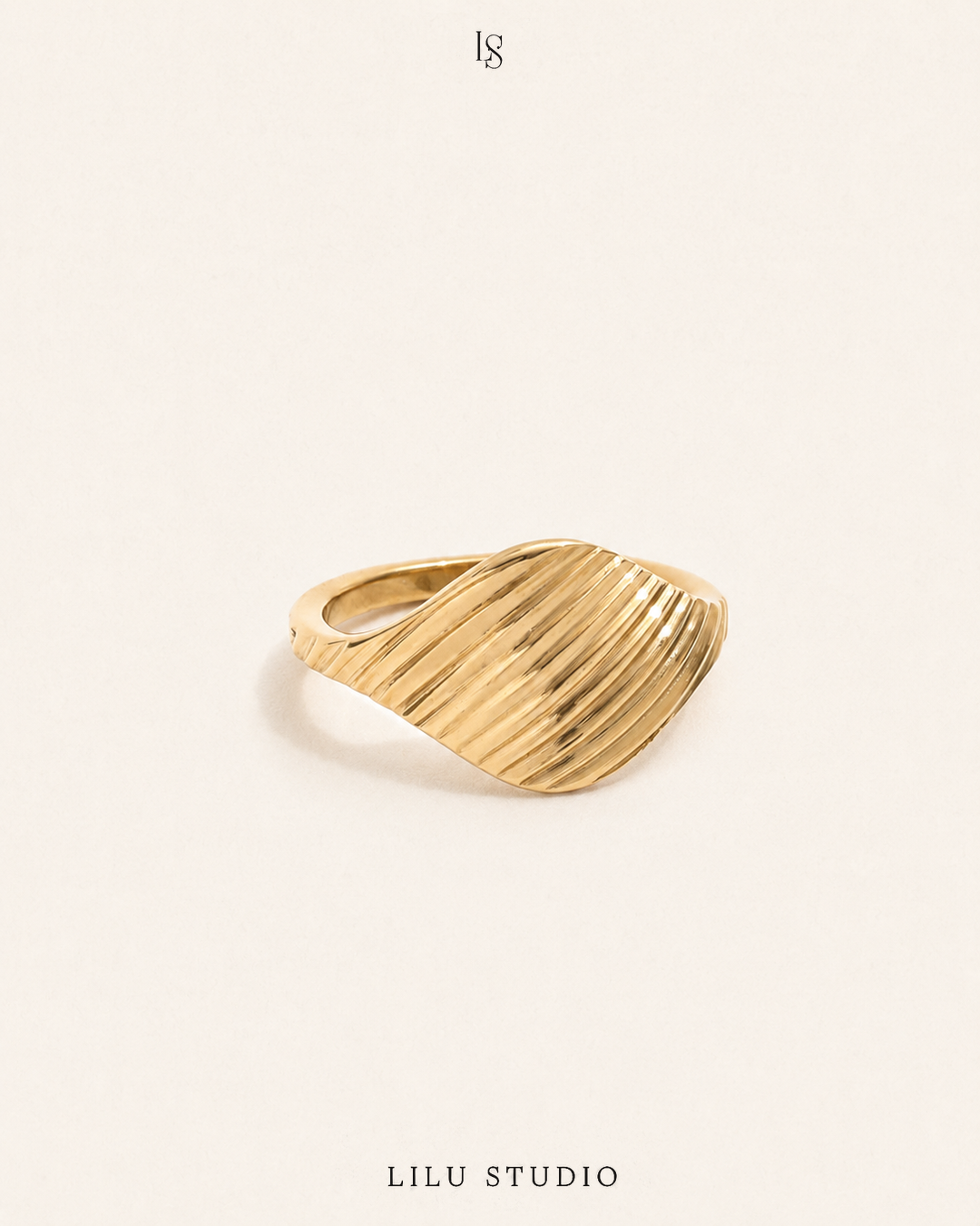 Ring signet riflet forgyldt – Riva