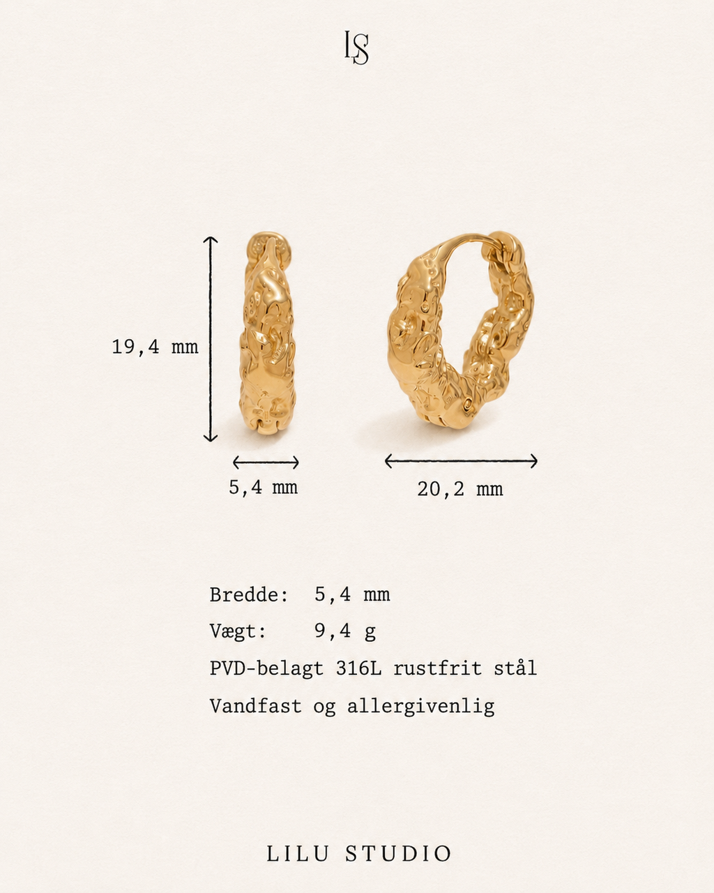 Øreringe hoops molten – Runa – specifikationer