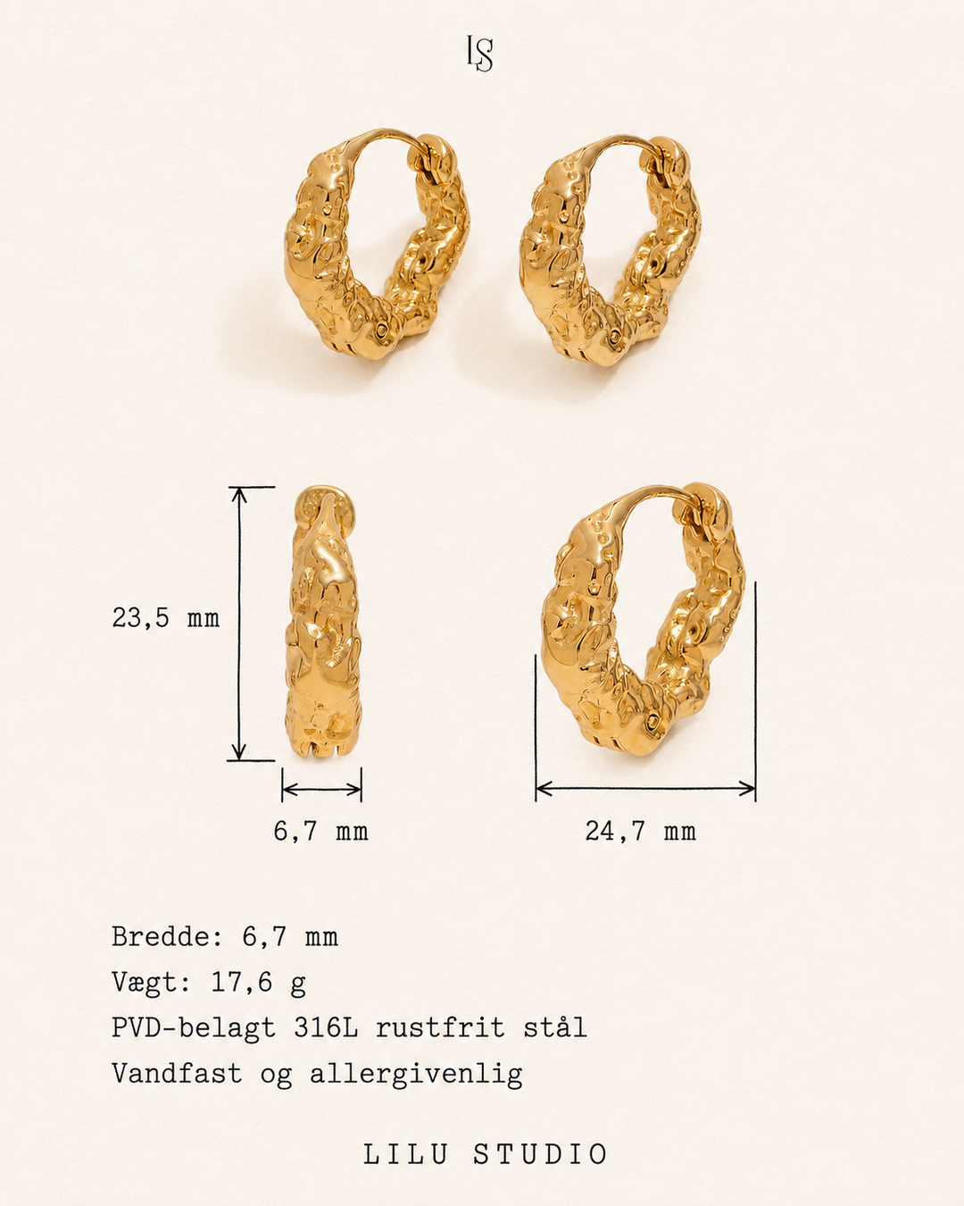Øreringe hoops molten store – Runa – specifikationer