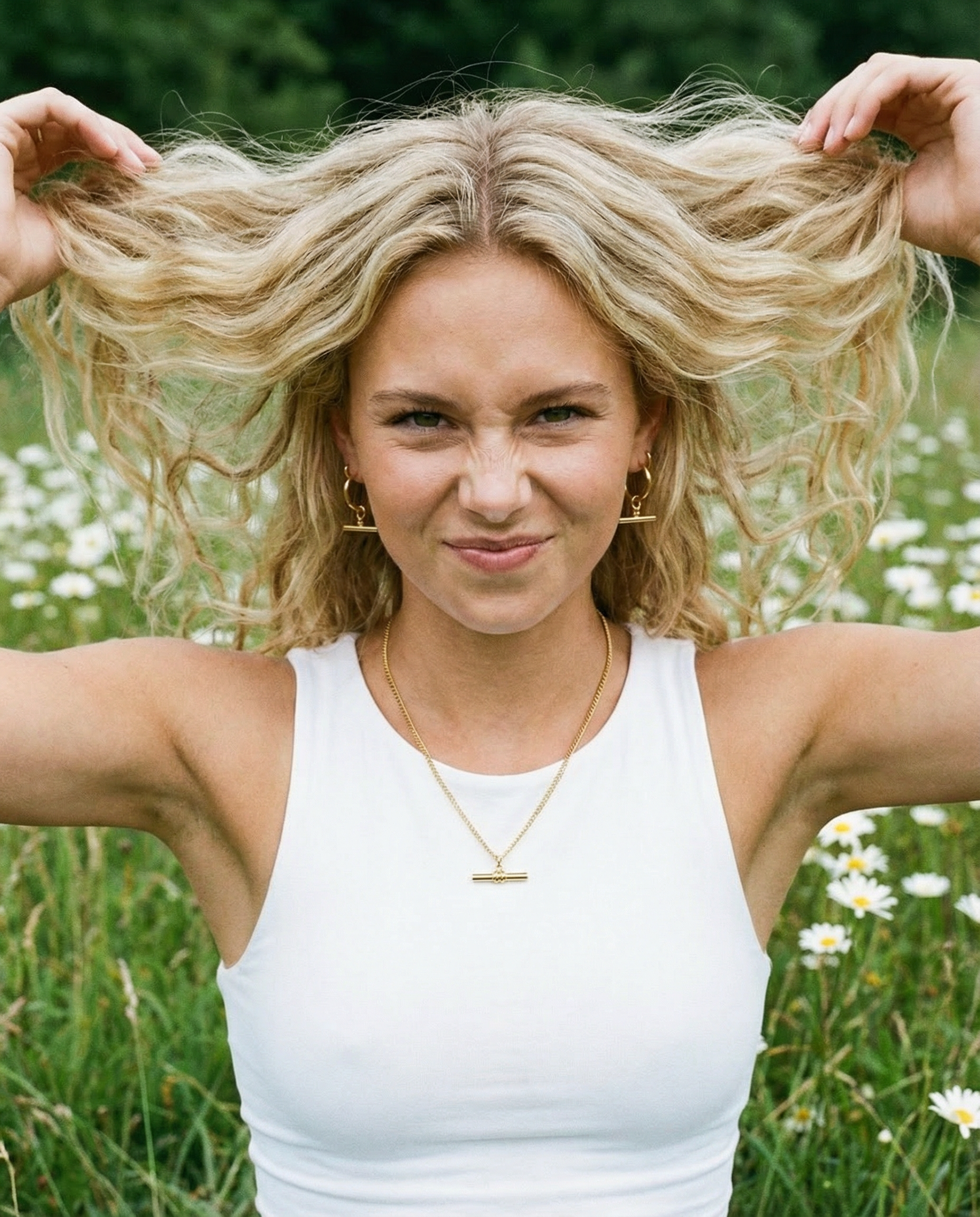 Selena T-bar øreringe guld