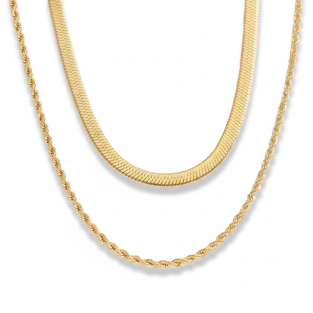 Carrie Snoet flat snake Dobbelt Halskæde – Lilu Studio