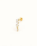 Sparkle Fall piercing med faldende zirkoner og flat back