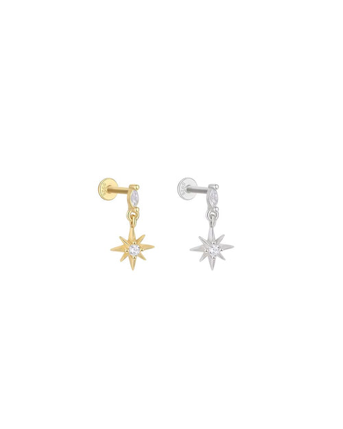Ani guldbelagt stjerne piercing ørering med flatback – Lilu Studio