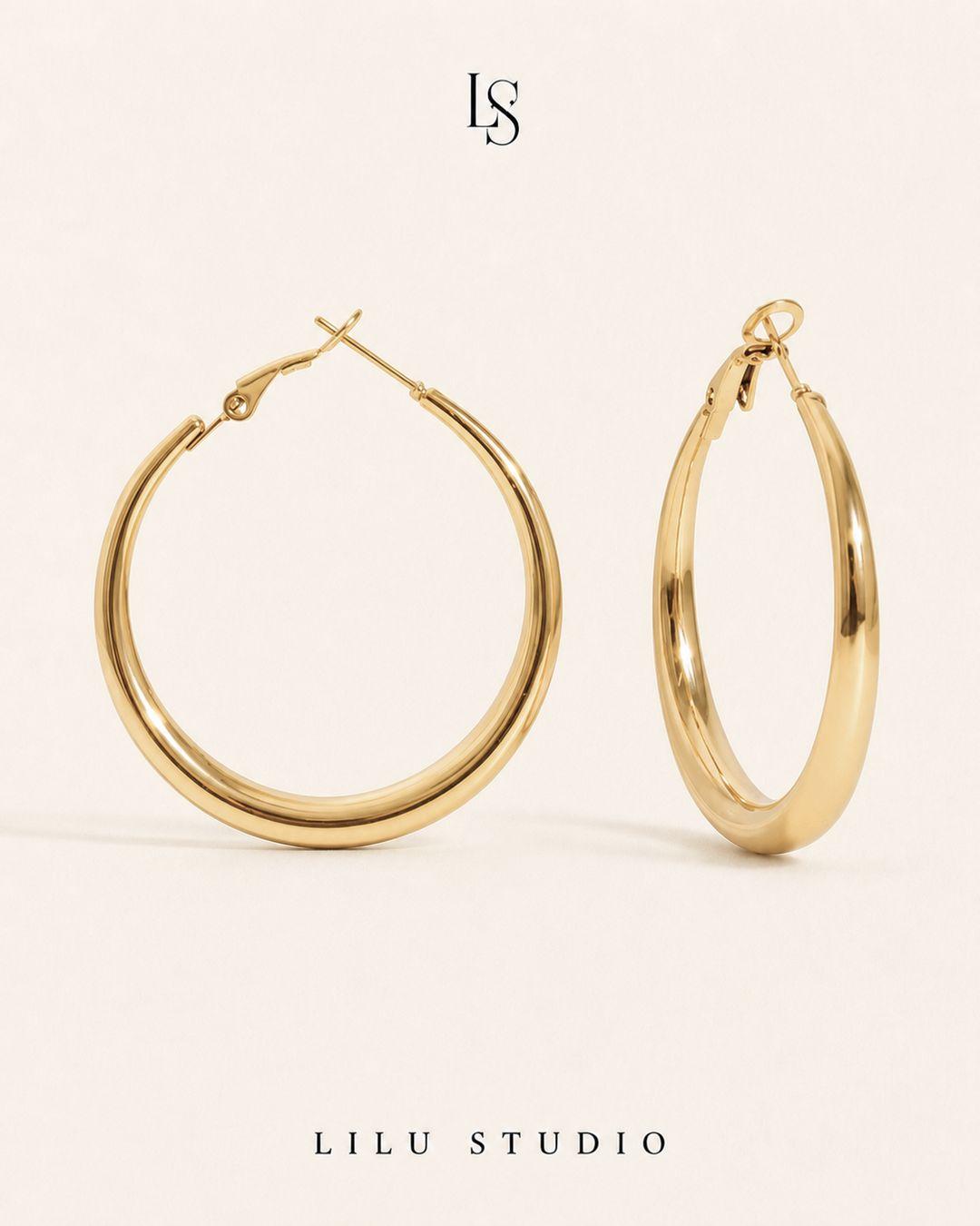 store forgyldte hoops