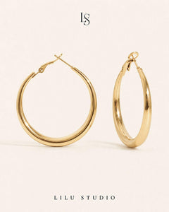 Øreringe store  hoops forgyldte — Nadia