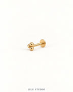 Piercing ørering med 3 små kugler flatback push pin petit — Trinity – forgyldt, packshot