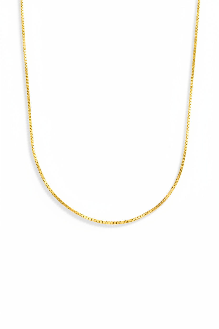 Ila guldbelagt tynd minimalistisk box chain halskæde – Lilu Studio
