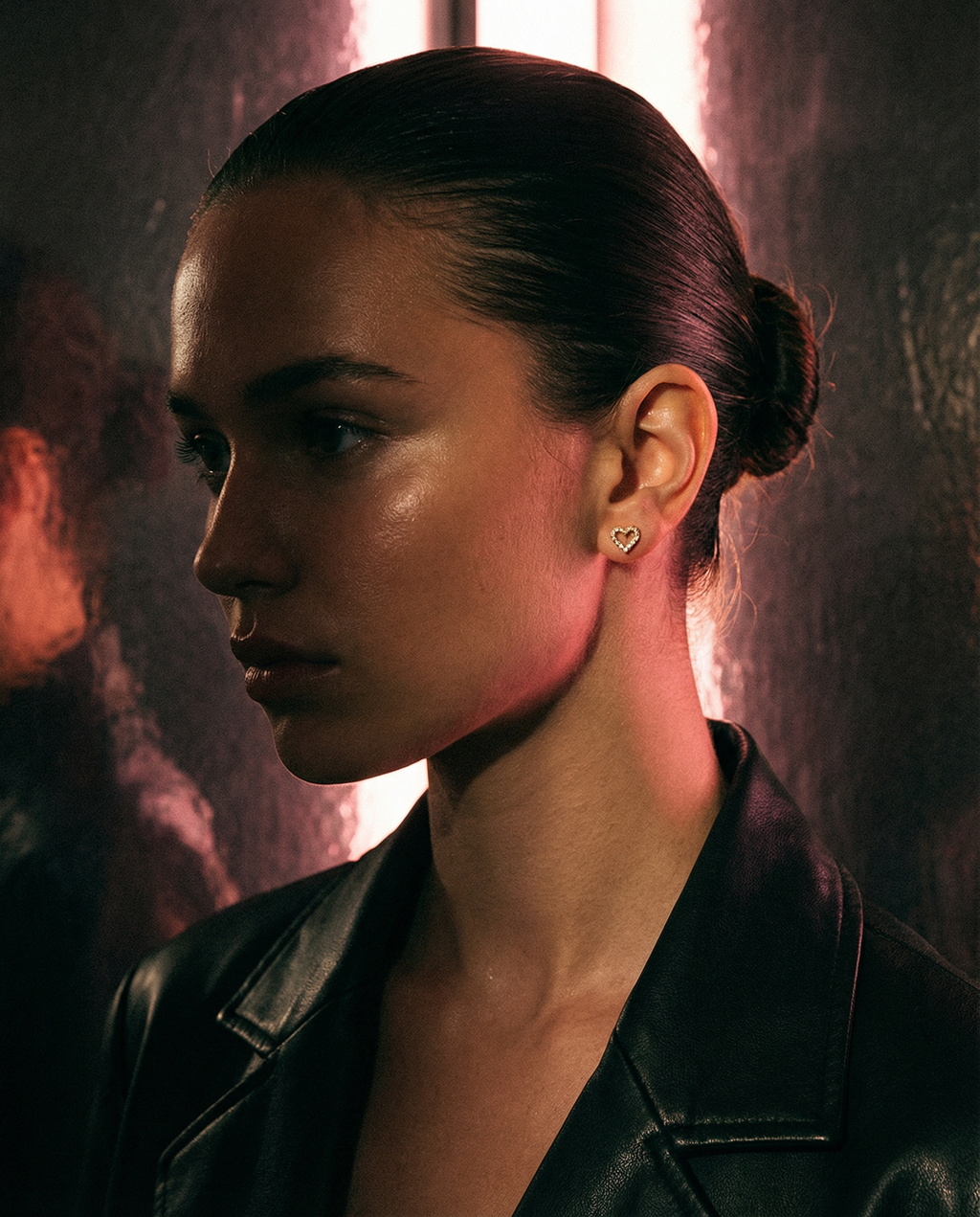 Valentina hjertemotiv-piercing med flat back i guld — aften mood