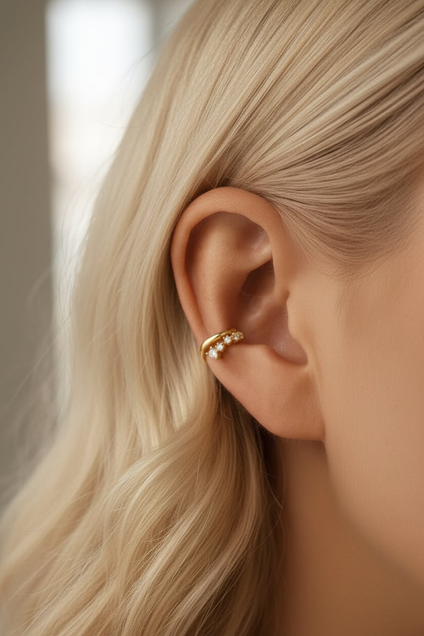 fake conch ear cuff forgyldt med zirkoner